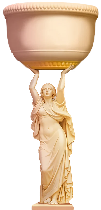 Statue of a woman holding a large bowl