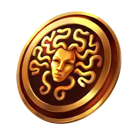 Golden shield with Medusa head icon from Olympus Trueways