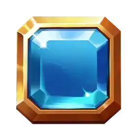 Blue square-shaped gem with golden edges – Olympus Trueways basic game symbol