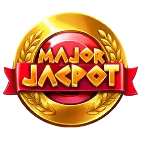 Major Jackpot symbol with red background and golden laurel design in Olympus Trueways slot