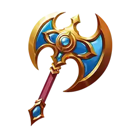 Double-bladed golden and blue axe symbol used in Olympus slot
